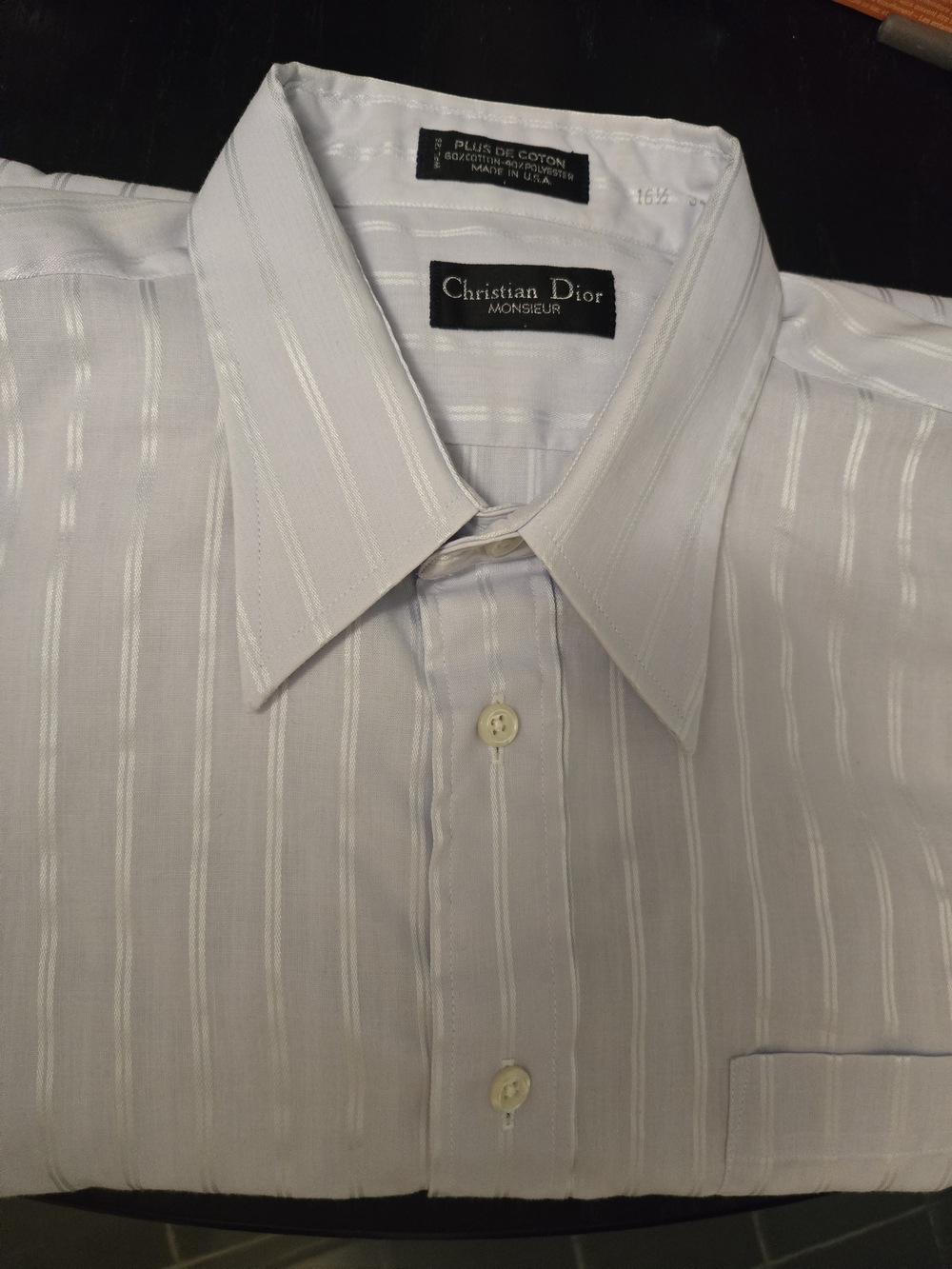 Men's Vintage Christian Diore Pinstripe  Blue Dress Shirt - - Picture 4 of 11